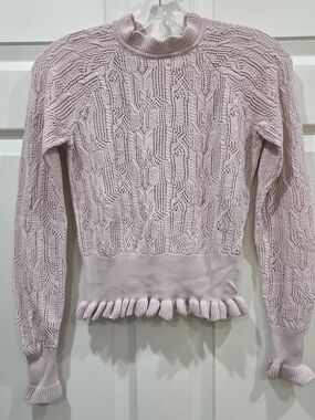 Joie Pink Ruffle Hem Knit Sweater
